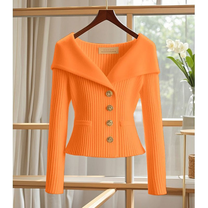 Women's Knit Cropped Cardigan in orange