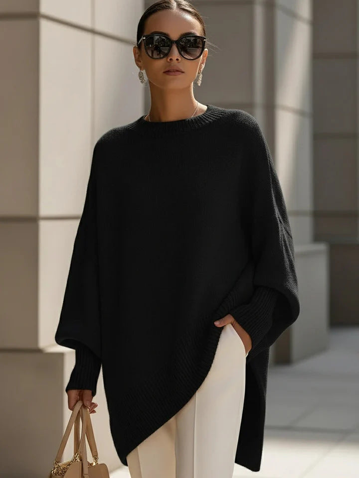 Women's Crew Neck Oversized Sweater in black