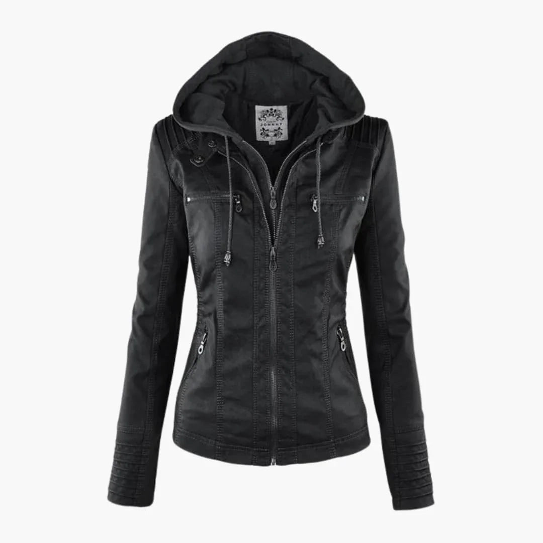 Women's Fitted Zip-Up Hoodie in black