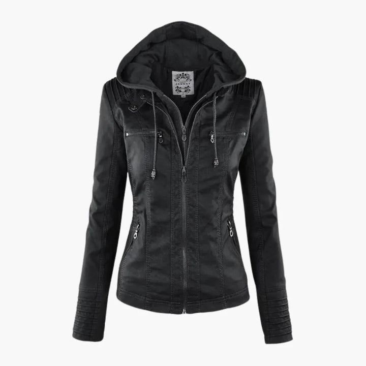 Women's Fitted Zip-Up Hoodie in black