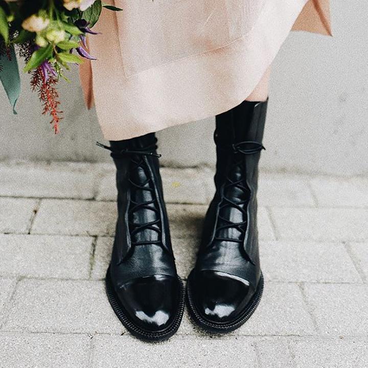 Women's Lace Up Orthopedic Ankle Boots in black
