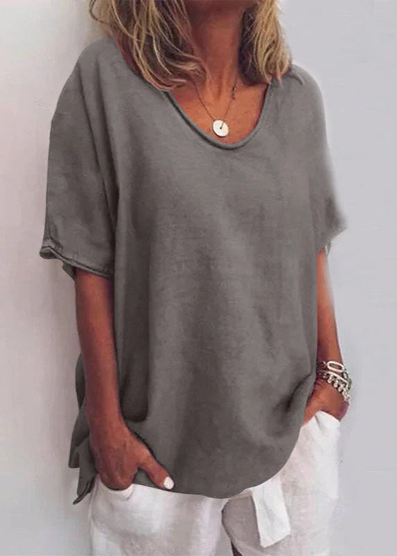 Women's Short Sleeve Blouse in dark grey