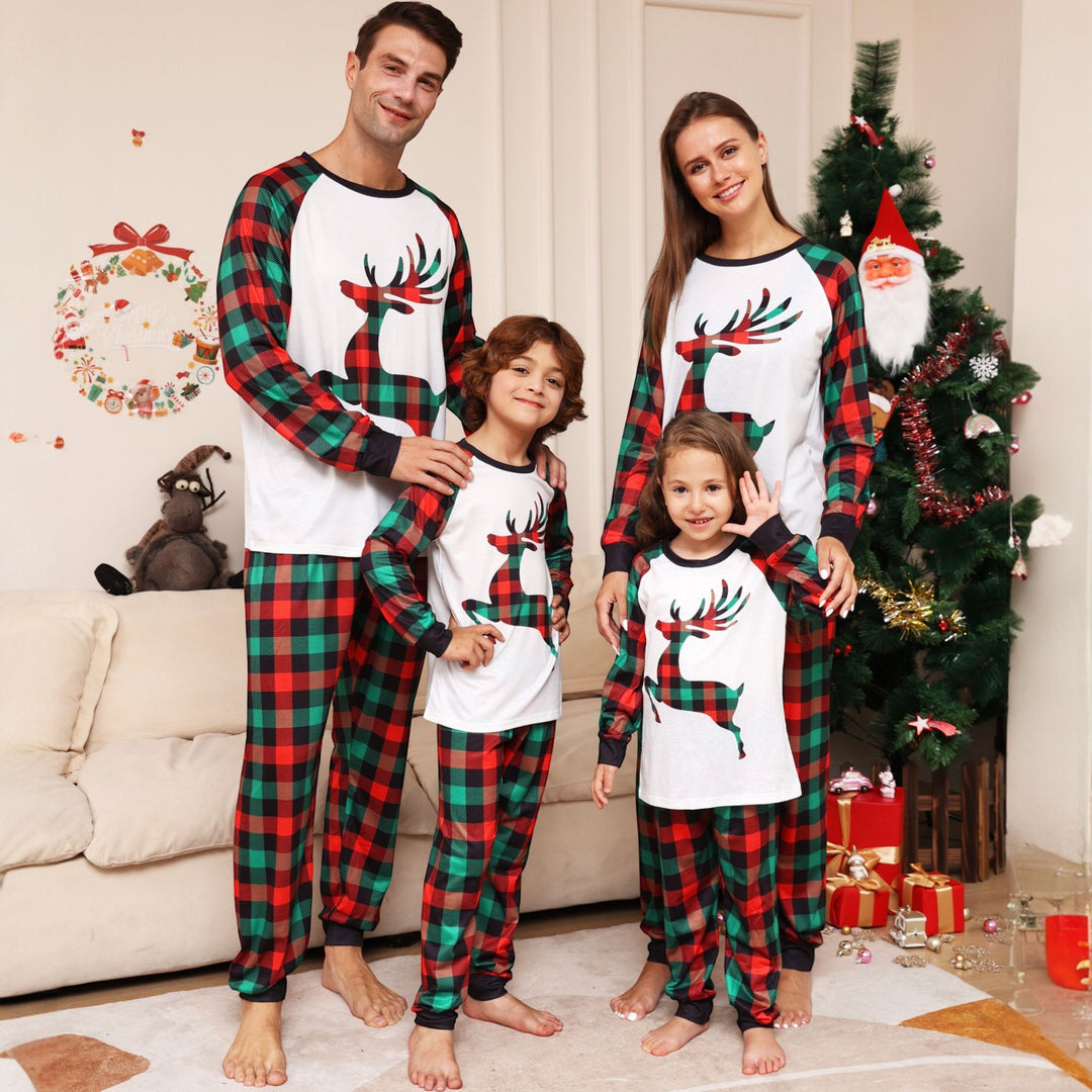 Matching Family Christmas Pajamas in white plaid