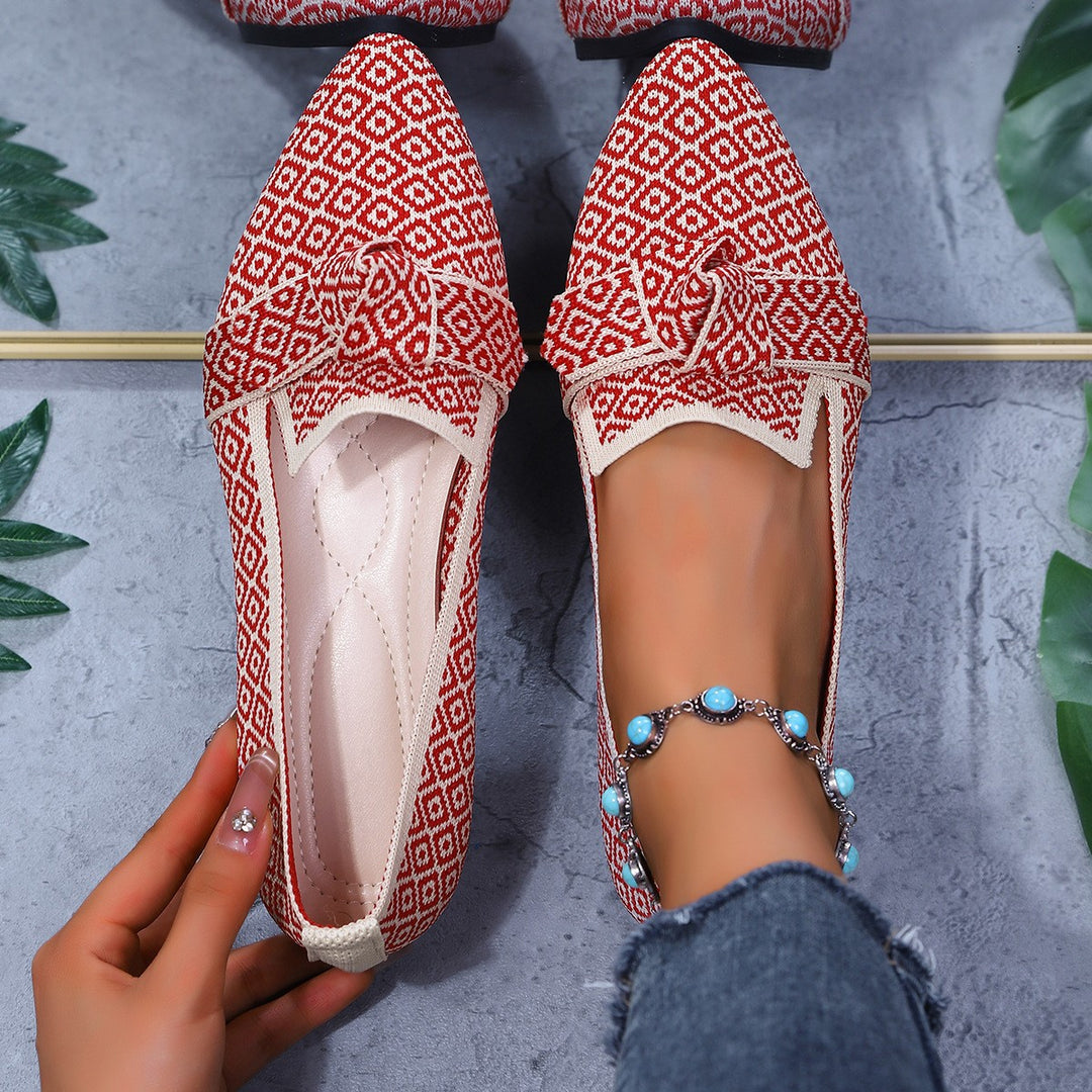 Women's Comfort Orthopedic Loafers in red geometric