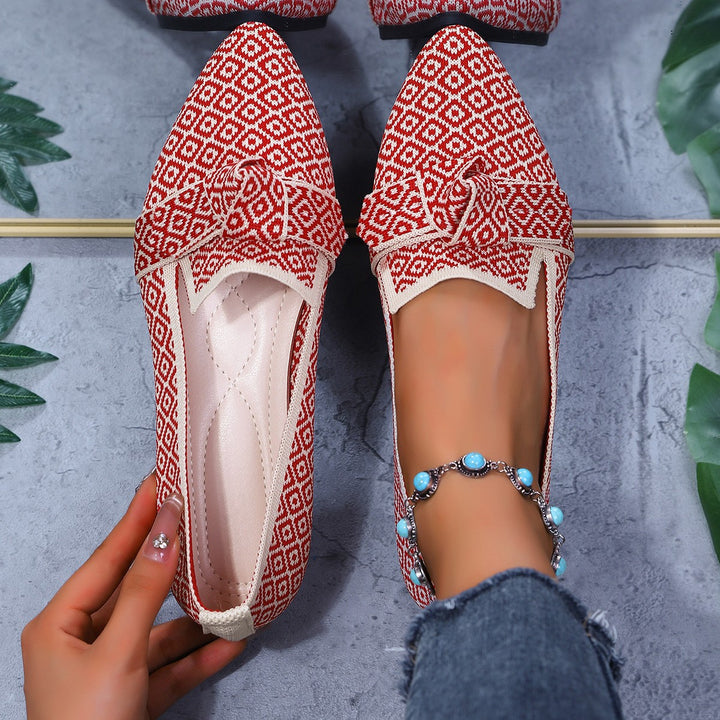 Women's Comfort Orthopedic Loafers in red geometric