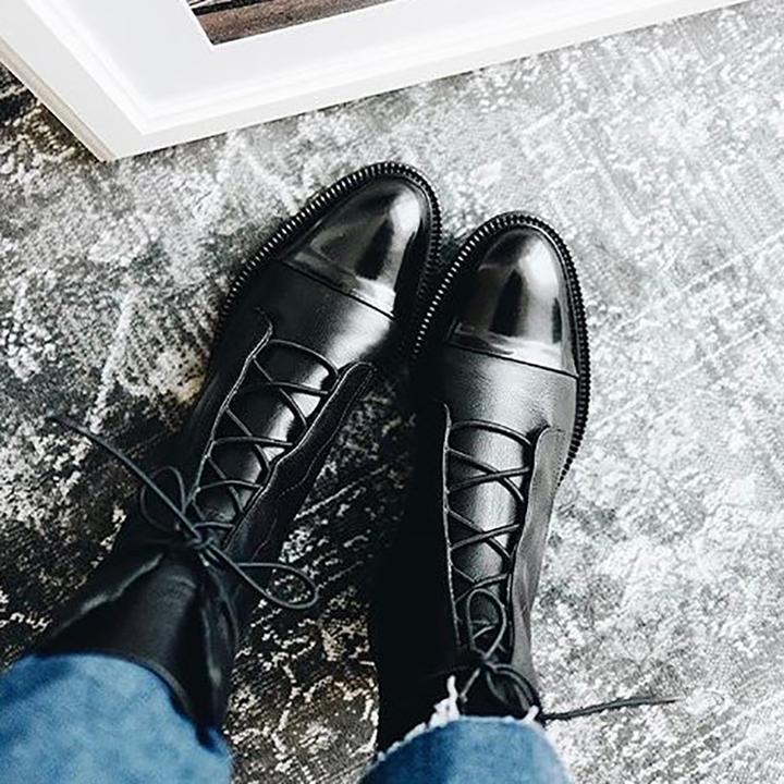 Women's Lace Up Orthopedic Ankle Boots in black