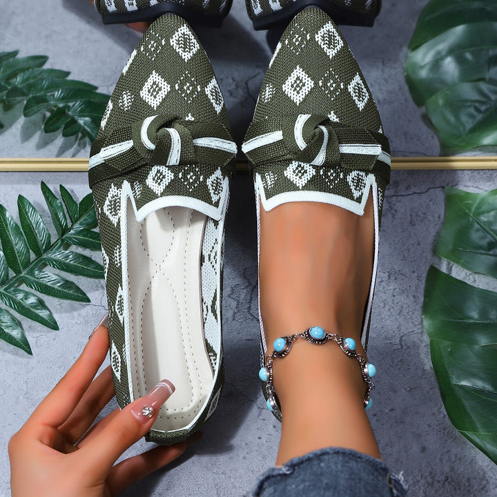 Women's Comfort Orthopedic Loafers in army green geometric