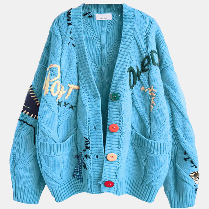 Women's Oversized Ugly Christmas Sweater in light blue