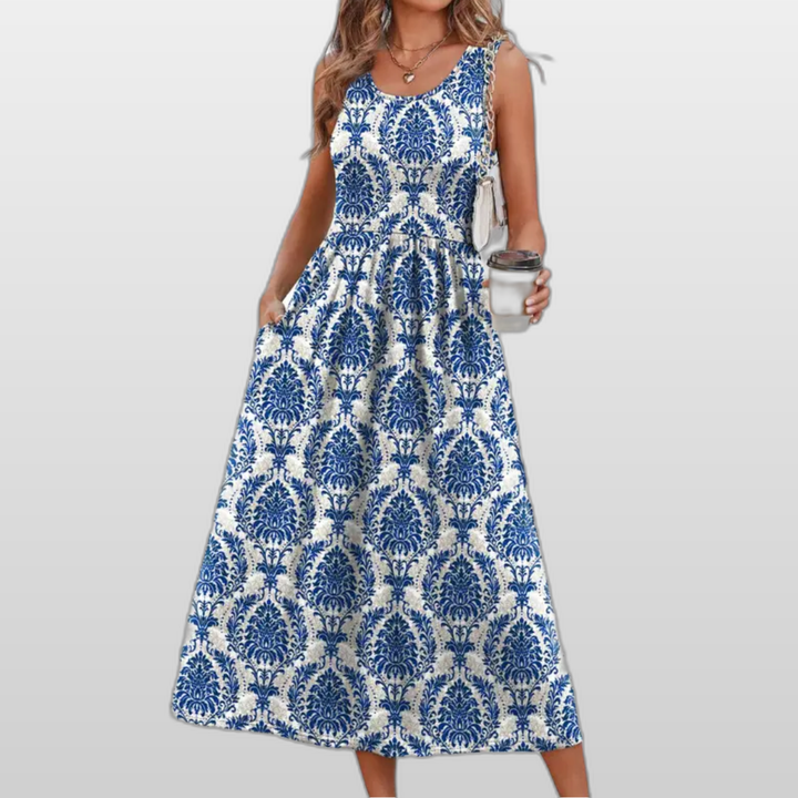 Blue Damask Print
