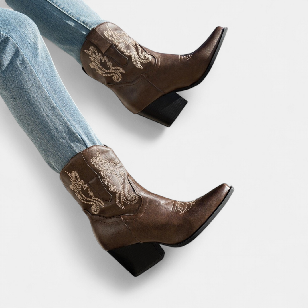 Women's White Cowboy Boots, Pointed Toe Mid Calf