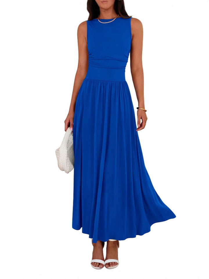 Seraphina | Sleeveless Ruched High Waist Maxi Dress