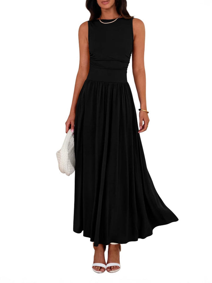 Seraphina | Sleeveless Ruched High Waist Maxi Dress