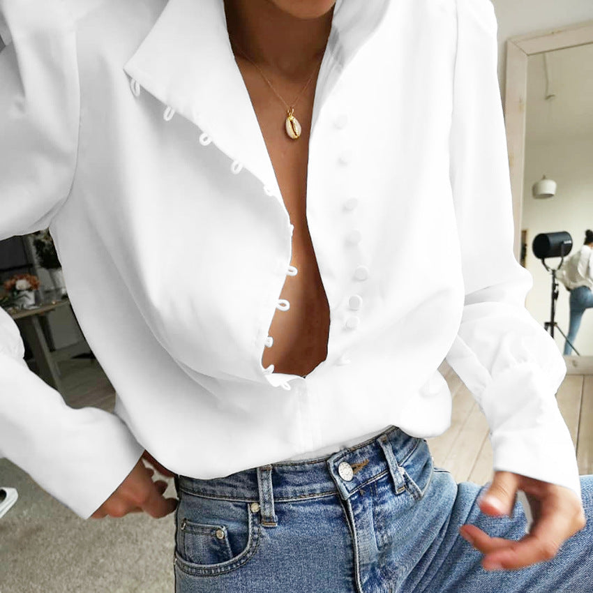 FADI | Button Front Long Sleeve Blouse for Women