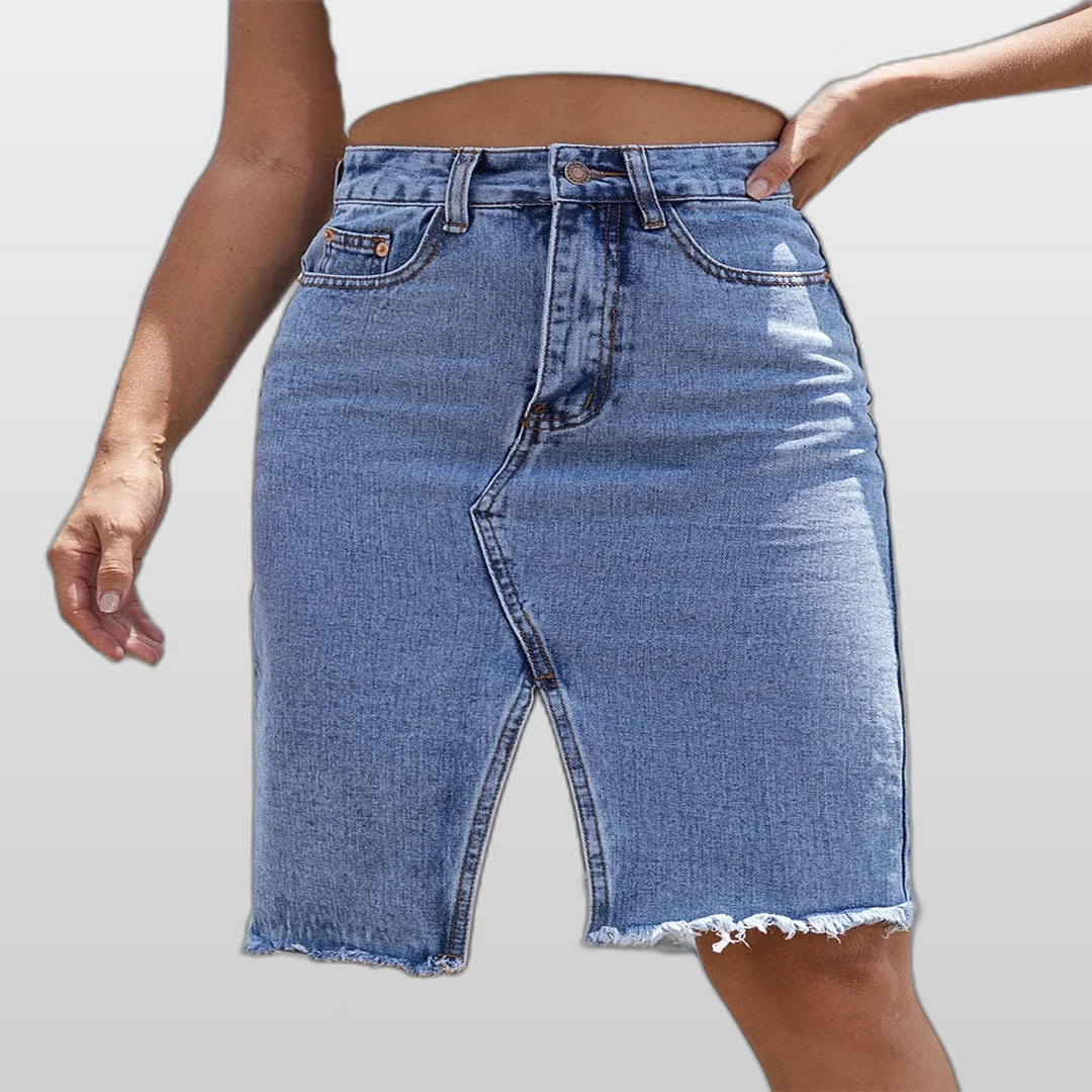GISELE | High Waist Midi Denim Skirt
