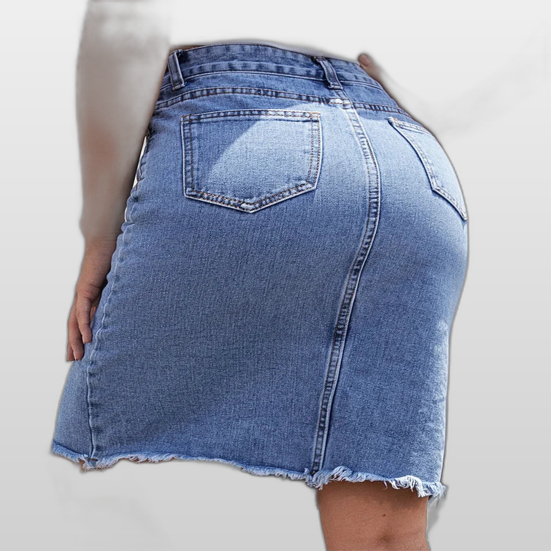 GISELE | High Waist Midi Denim Skirt