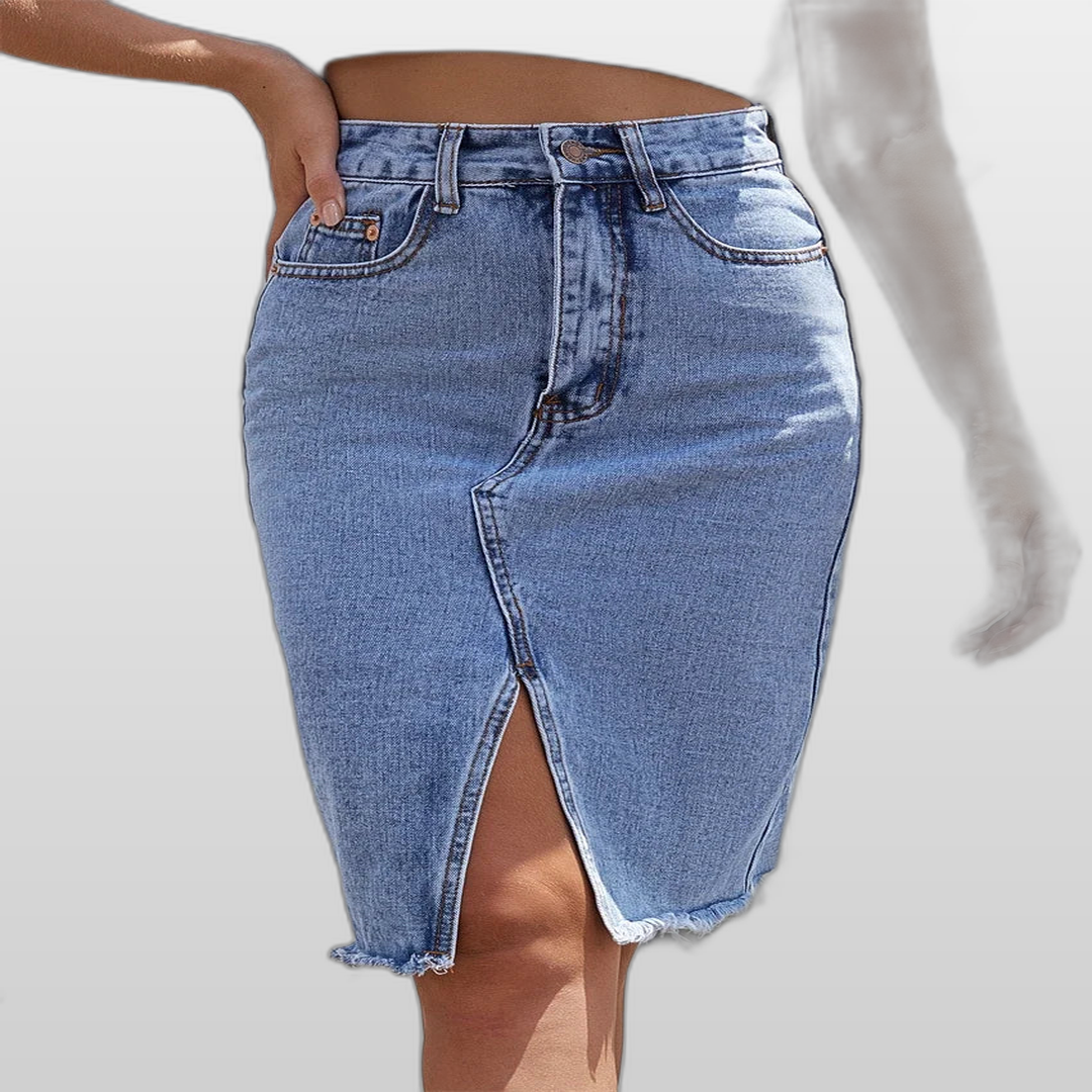 GISELE | High Waist Midi Denim Skirt