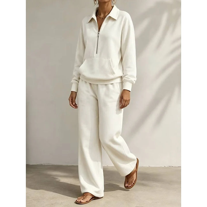 Women's Half-Zip Two-Piece Set in white