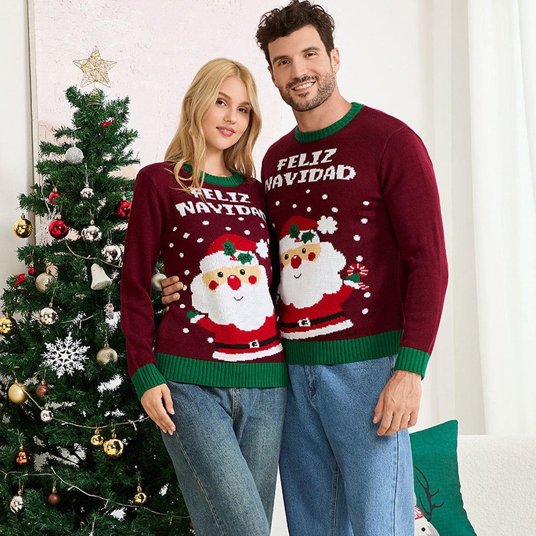 Matching Christmas Sweater in burgundy