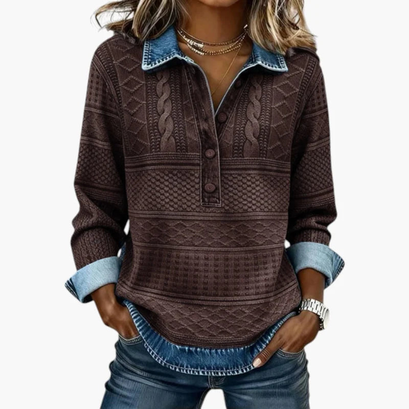 Women's Collared Sweatshirt in coffee