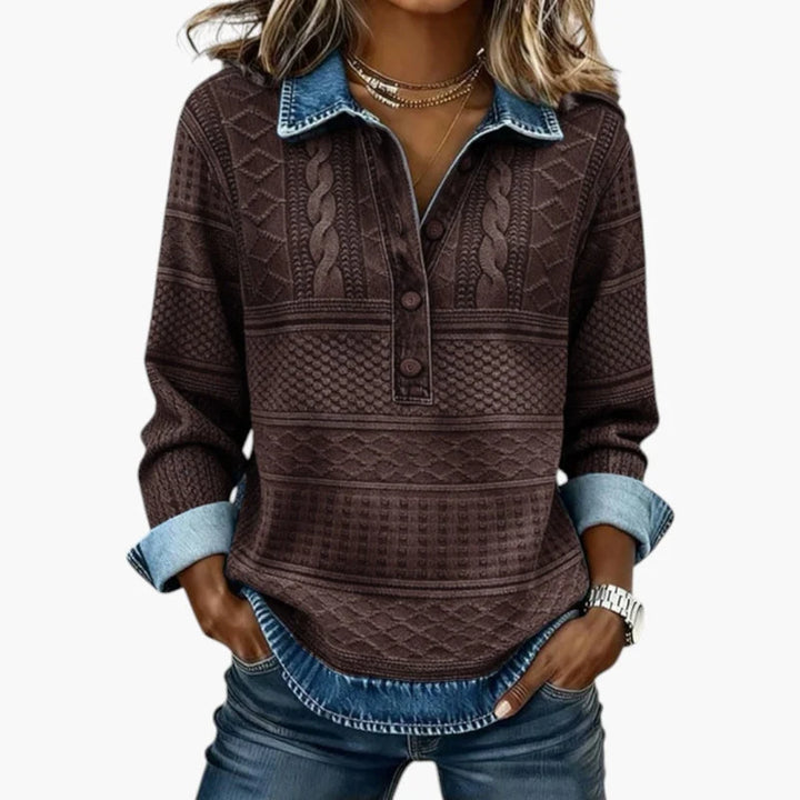 Women's Collared Sweatshirt in coffee