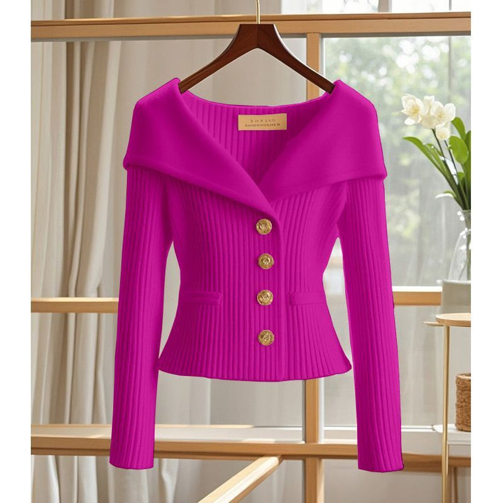 Women's Knit Cropped Cardigan in fuchsia