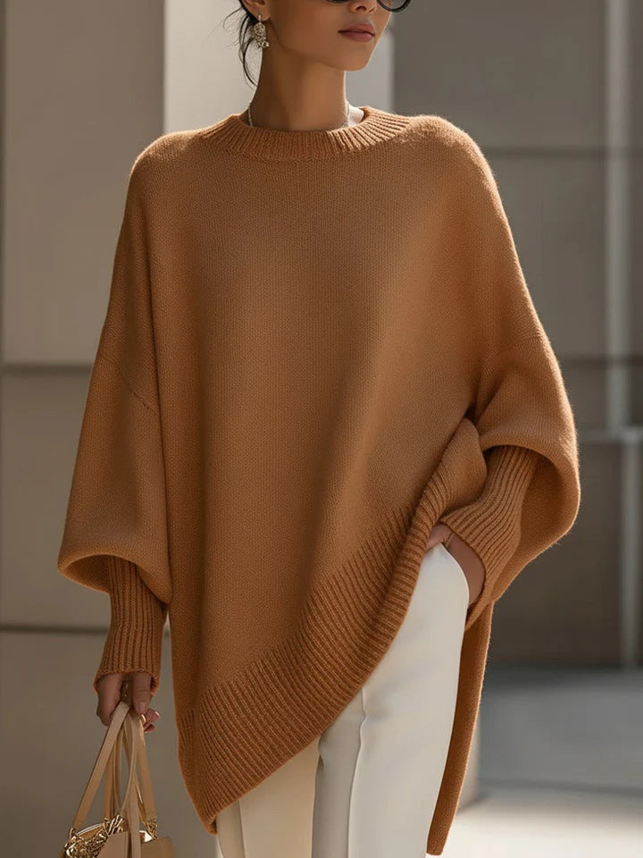 Women's Crew Neck Oversized Sweater in camel