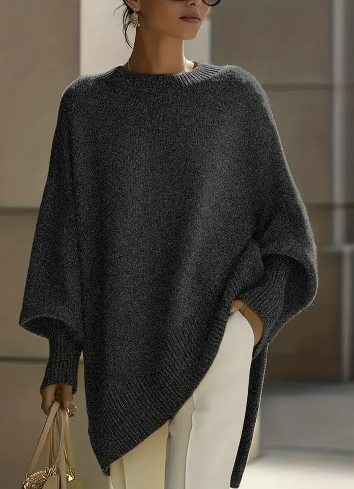 Women's Crew Neck Oversized Sweater in dark grey