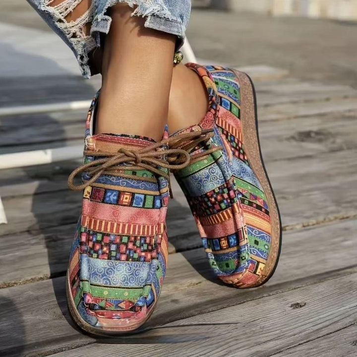 Women's Moccasin Orthopedic Shoes in multicolor boho print