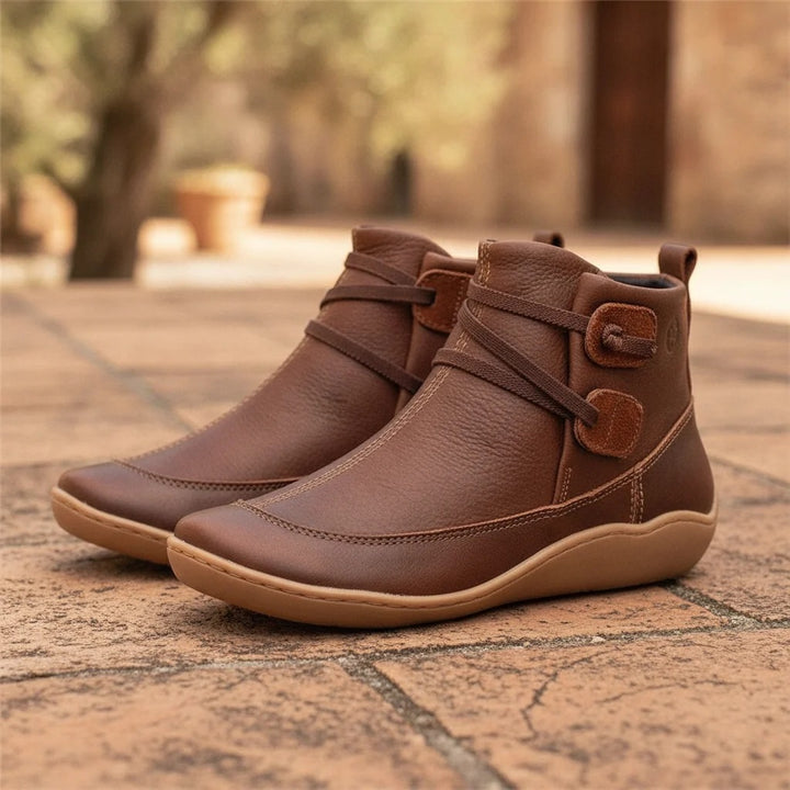 Women's Round Toe Ankle Boots, Pull Tab Slim Profile