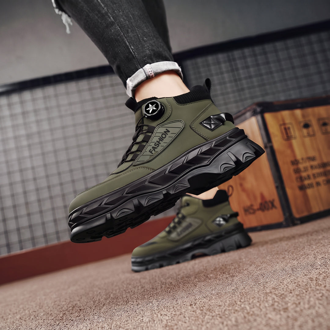 Men's Ankle Comfortable Winter Boots, Lace Up Lug Sole Platform