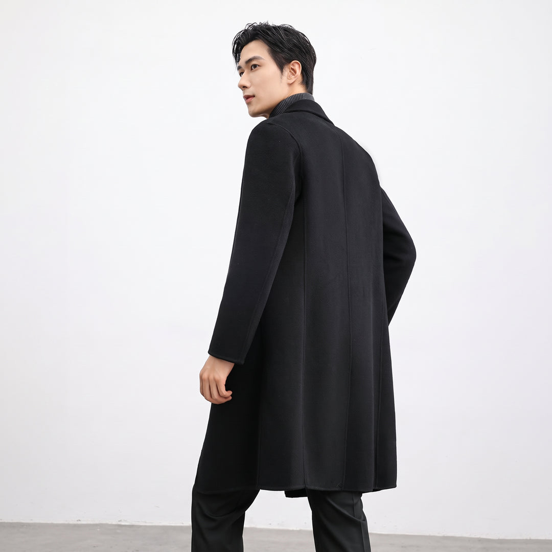 Men's Double Breasted Winter Peacoat, Notch Lapel Tailored