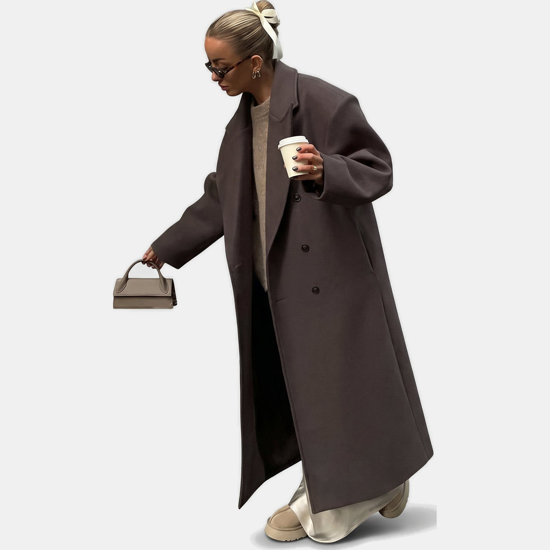 Women's Oversized Double Breasted Wool Coat, Wool Blend