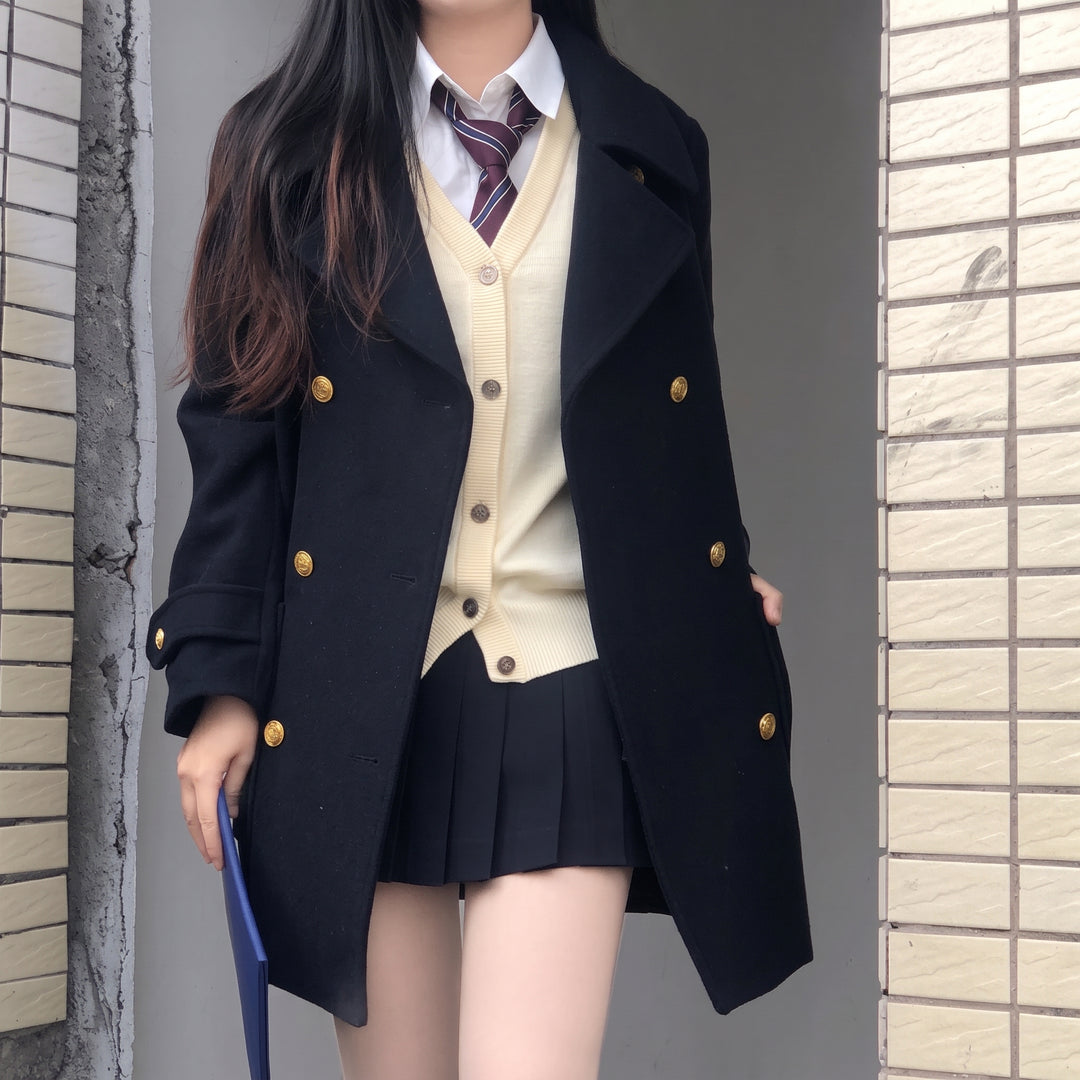 Women's Double Breasted Winter Peacoat, Mid Length Oversized