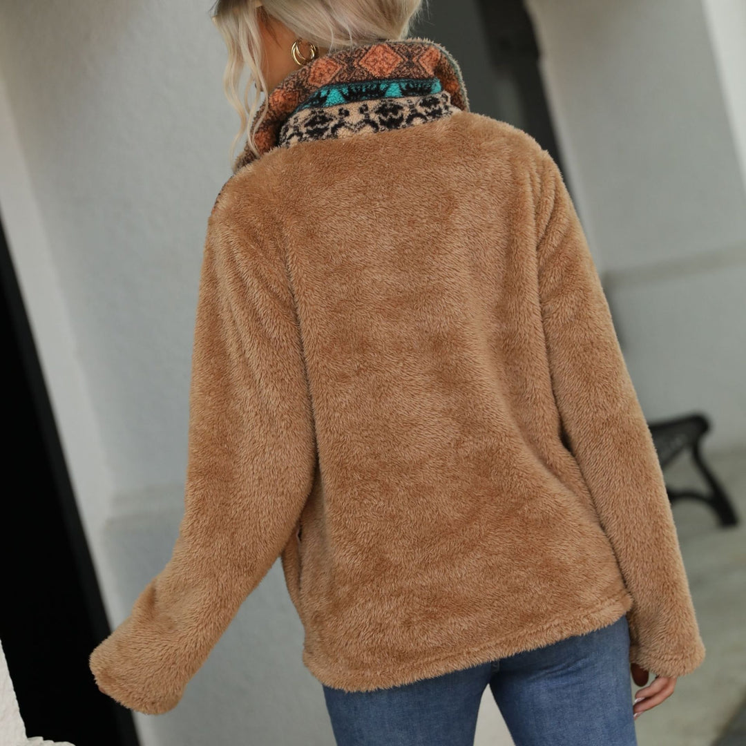 Women's Quarter Zip Sweater, Oversized Fuzzy Pullover