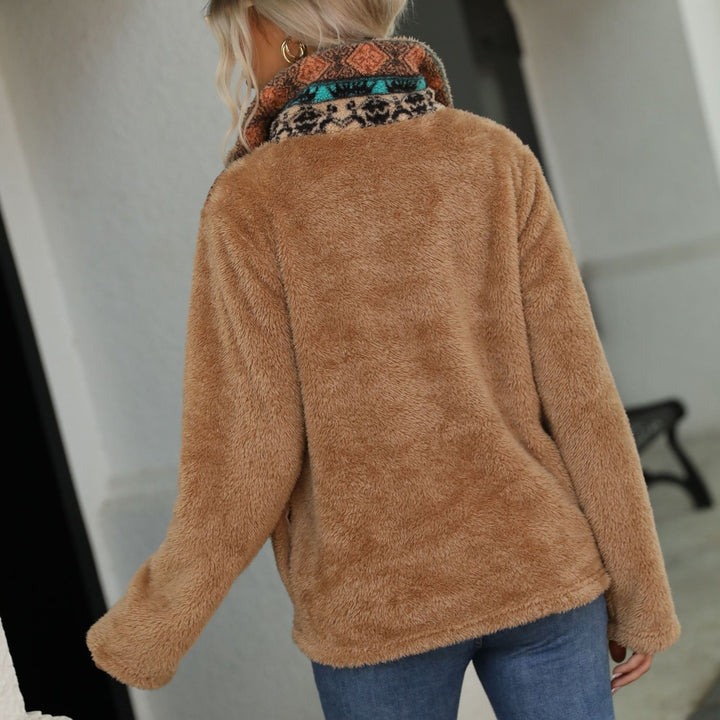 Women's Quarter Zip Sweater, Oversized Fuzzy Pullover