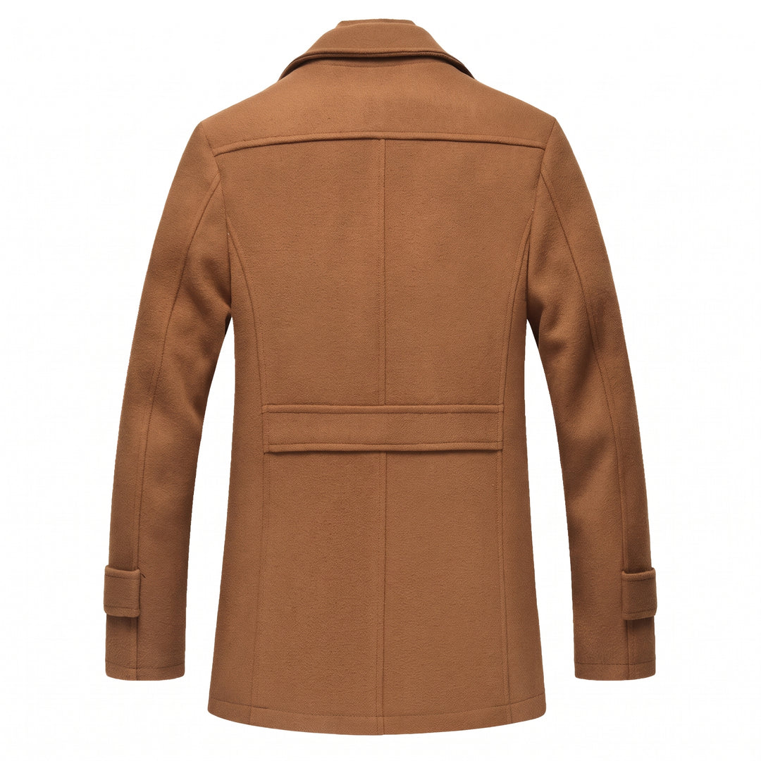 Men's Slim Fit Winter Peacoat, High Neck Single Breasted Zipper
