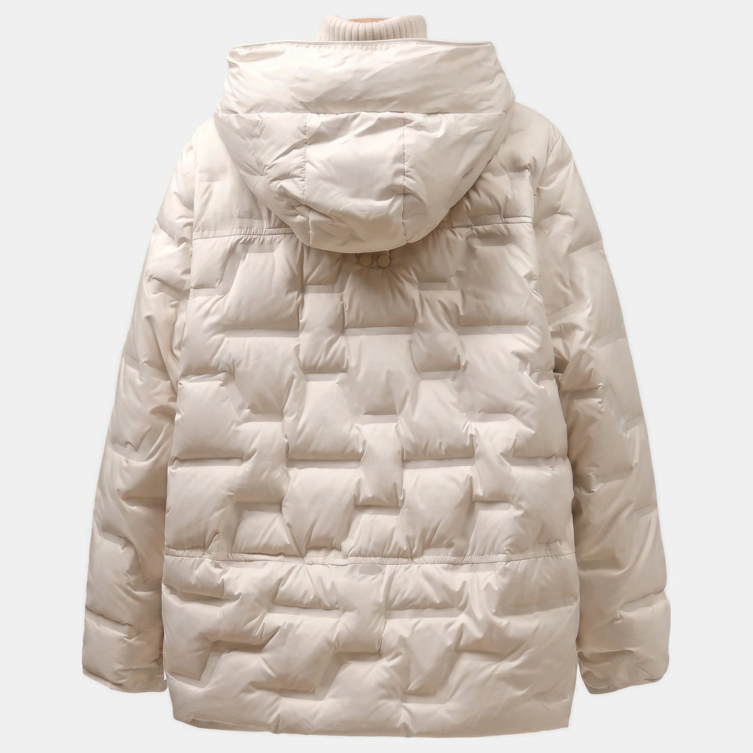 Women's Short Winter Puffer Jacket, Button Front Quilted Lining