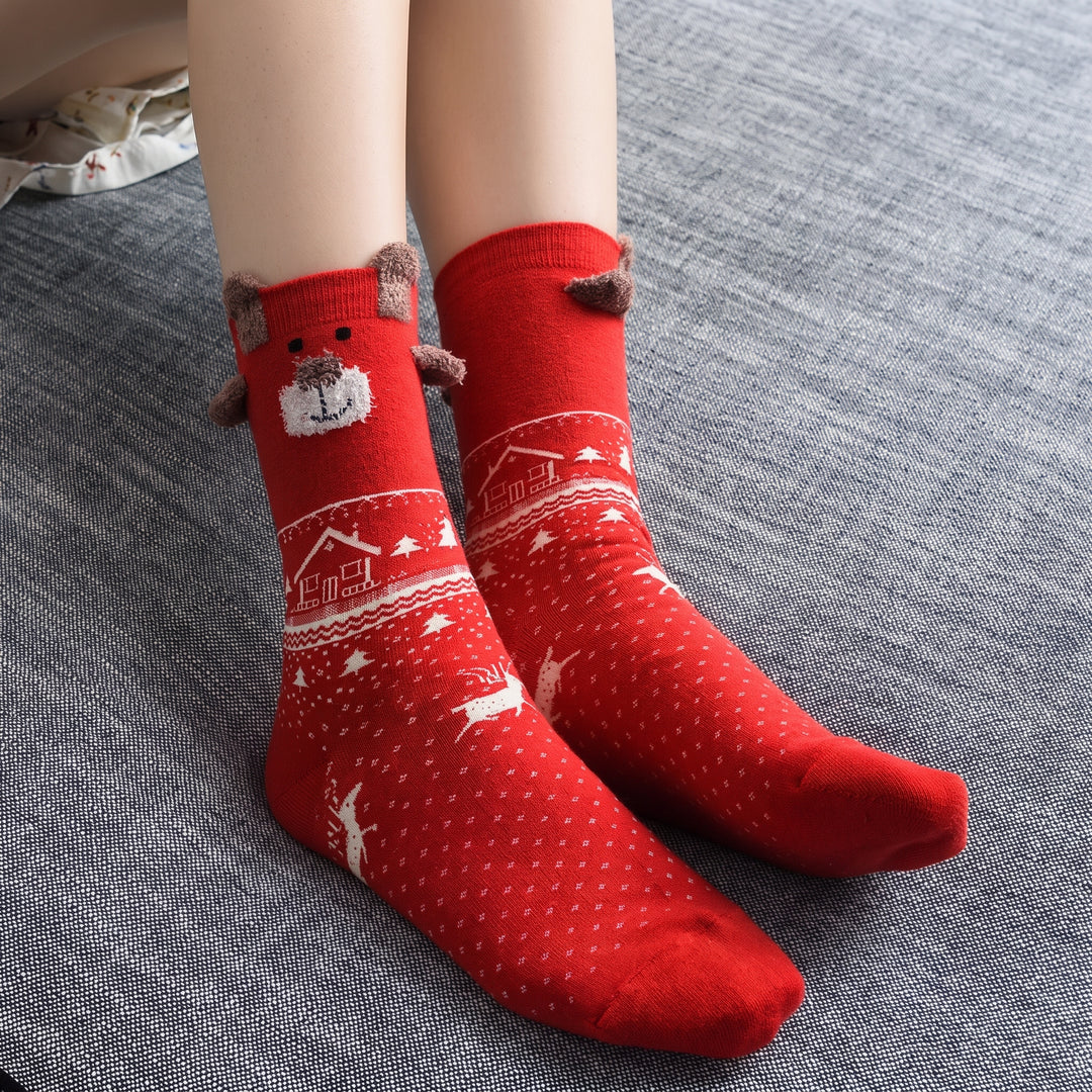 Embroidered Plush Christmas Socks 3 Pack, Unisex Fuzzy Festive Fun