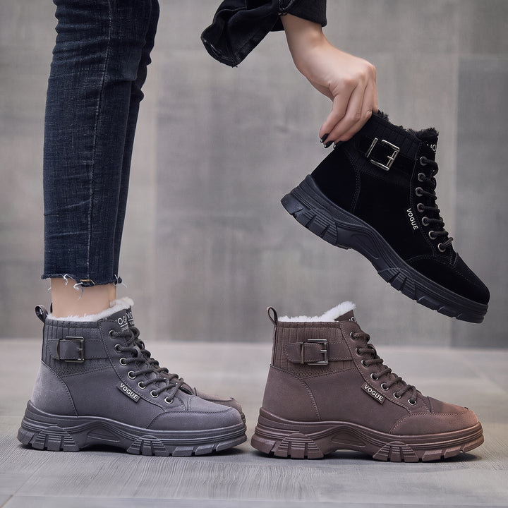 Women's Snow Comfortable Winter Boots, Lace Up Ankle Fur Lined
