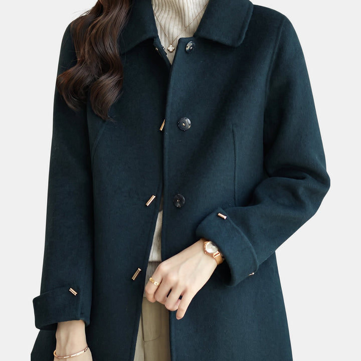 Women's Mid Length Tailored Wool Coat, Single Breasted