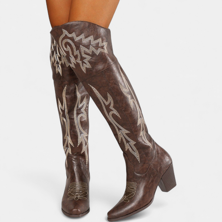 Women's Over The Knee Cowboy Boots, Pointed Snip Toe