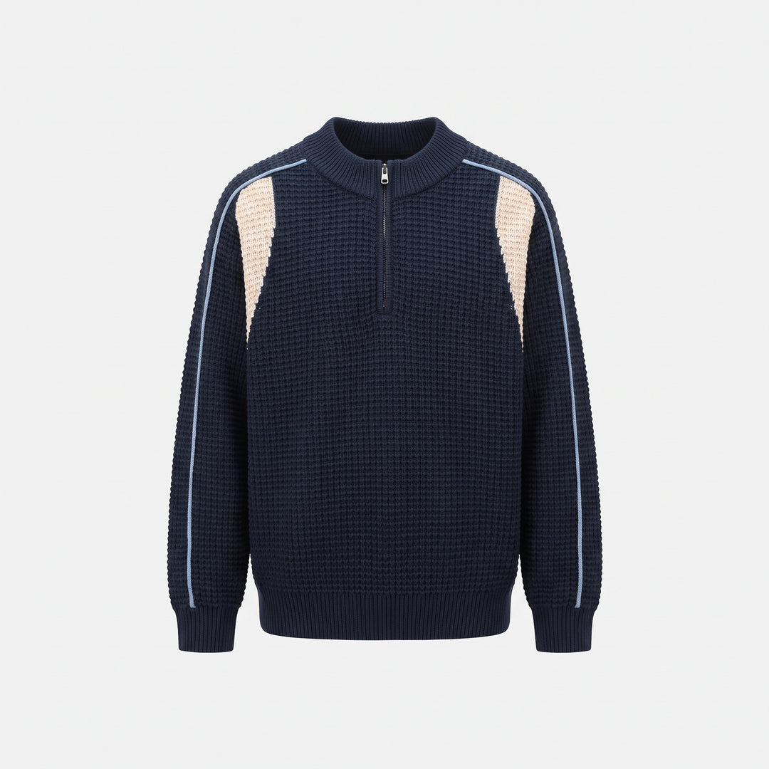 Men's Quarter Zip Sweater, Colorblock Knit Pullover