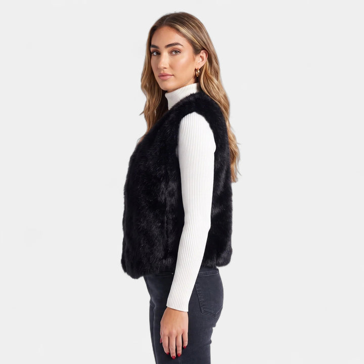 Women's Cropped Faux Fur Vest, Sleeveless Oversized Shaggy