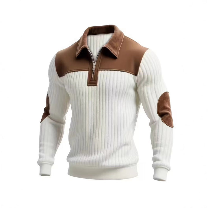 Men's Quarter Zip Sweater, Ribbed Knit Colorblock Pullover