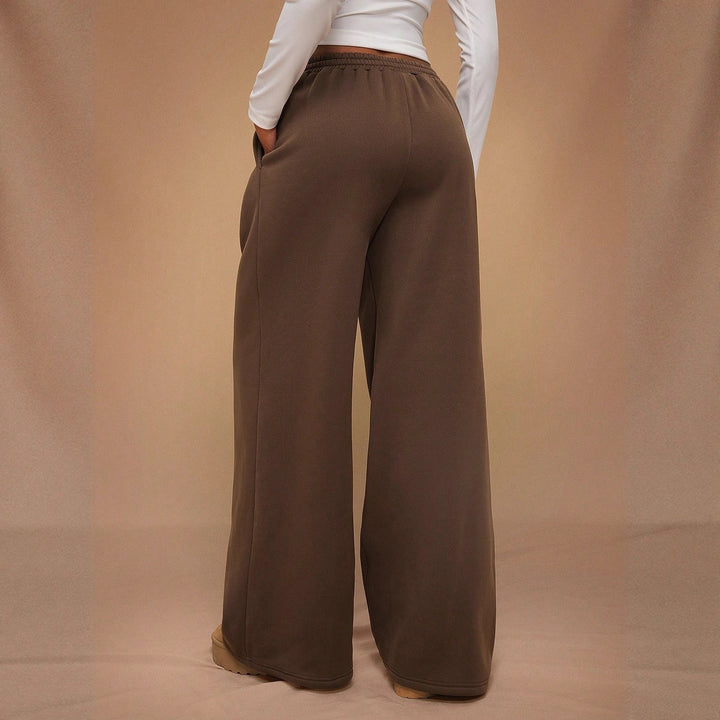 Women's Baggy Wide Leg Sweatpants, Fleece Drawstring
