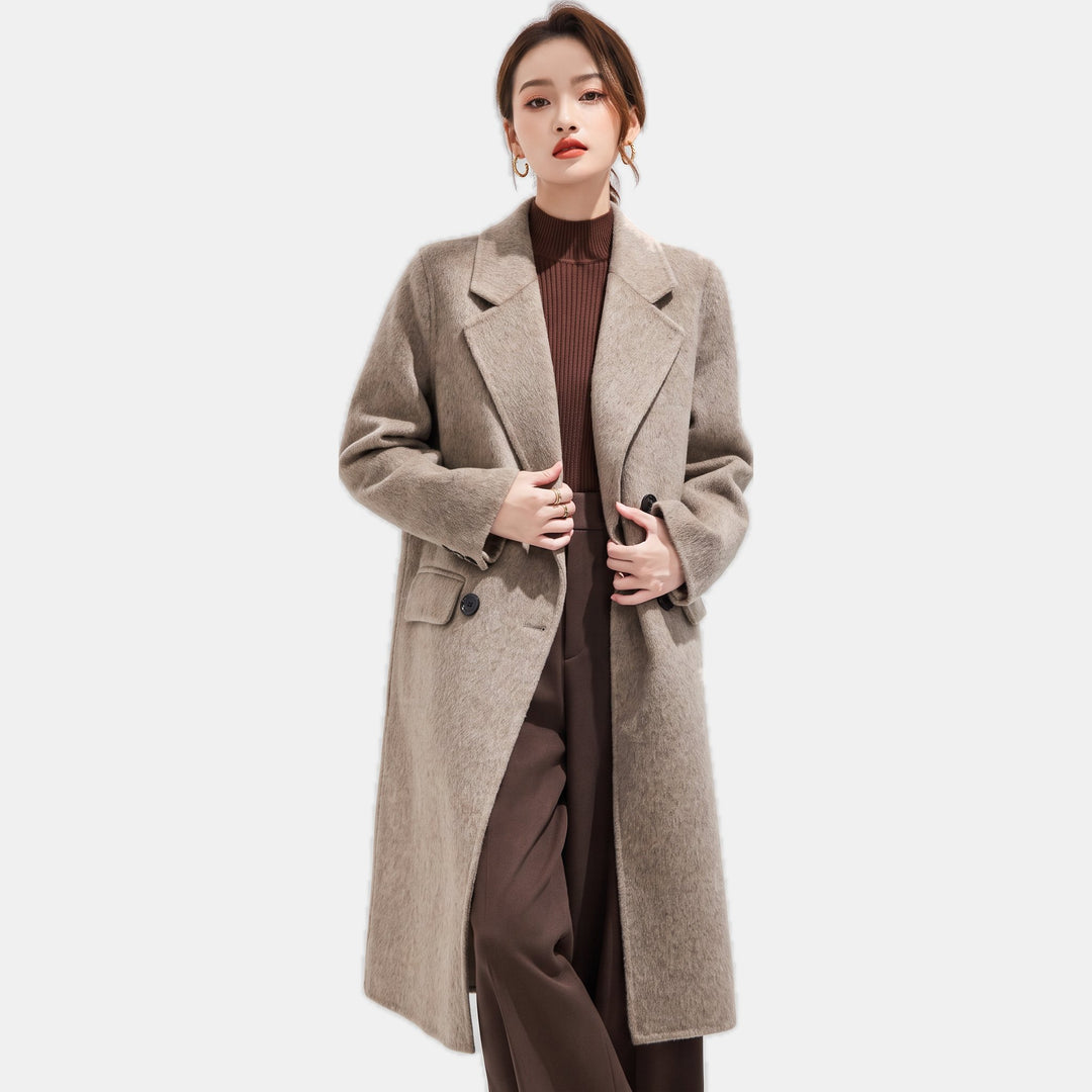 Women's Oversized Double Breasted Wool Coat, Belted