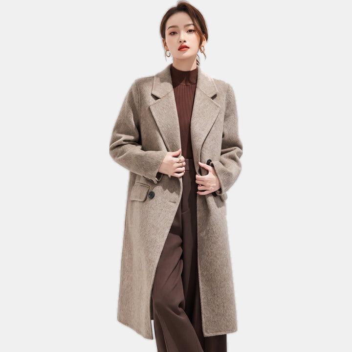 Women's Oversized Double Breasted Wool Coat, Belted