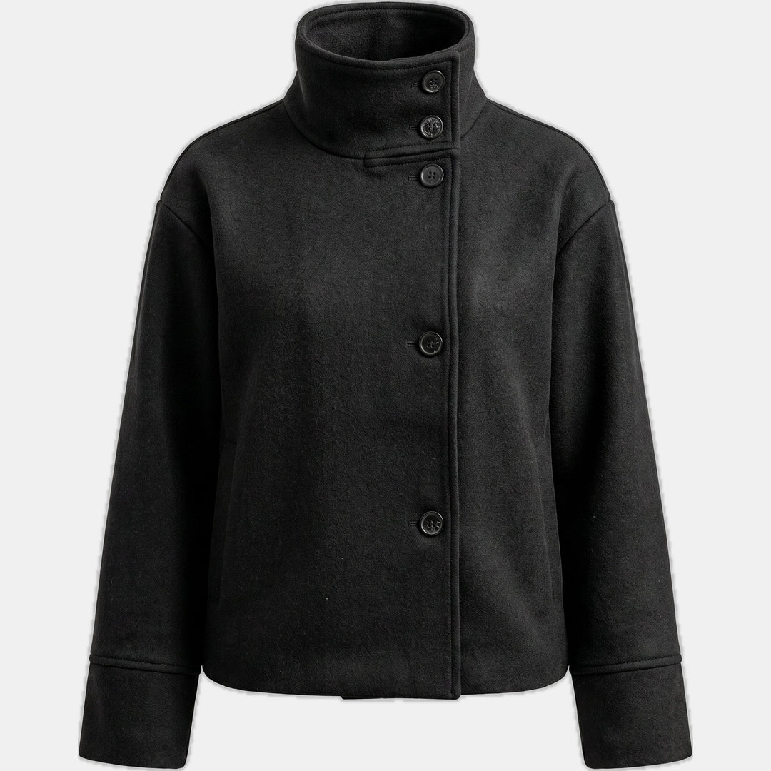 Women's Oversized Wool Coat, Long Sleeves Asymmetric Single Breasted