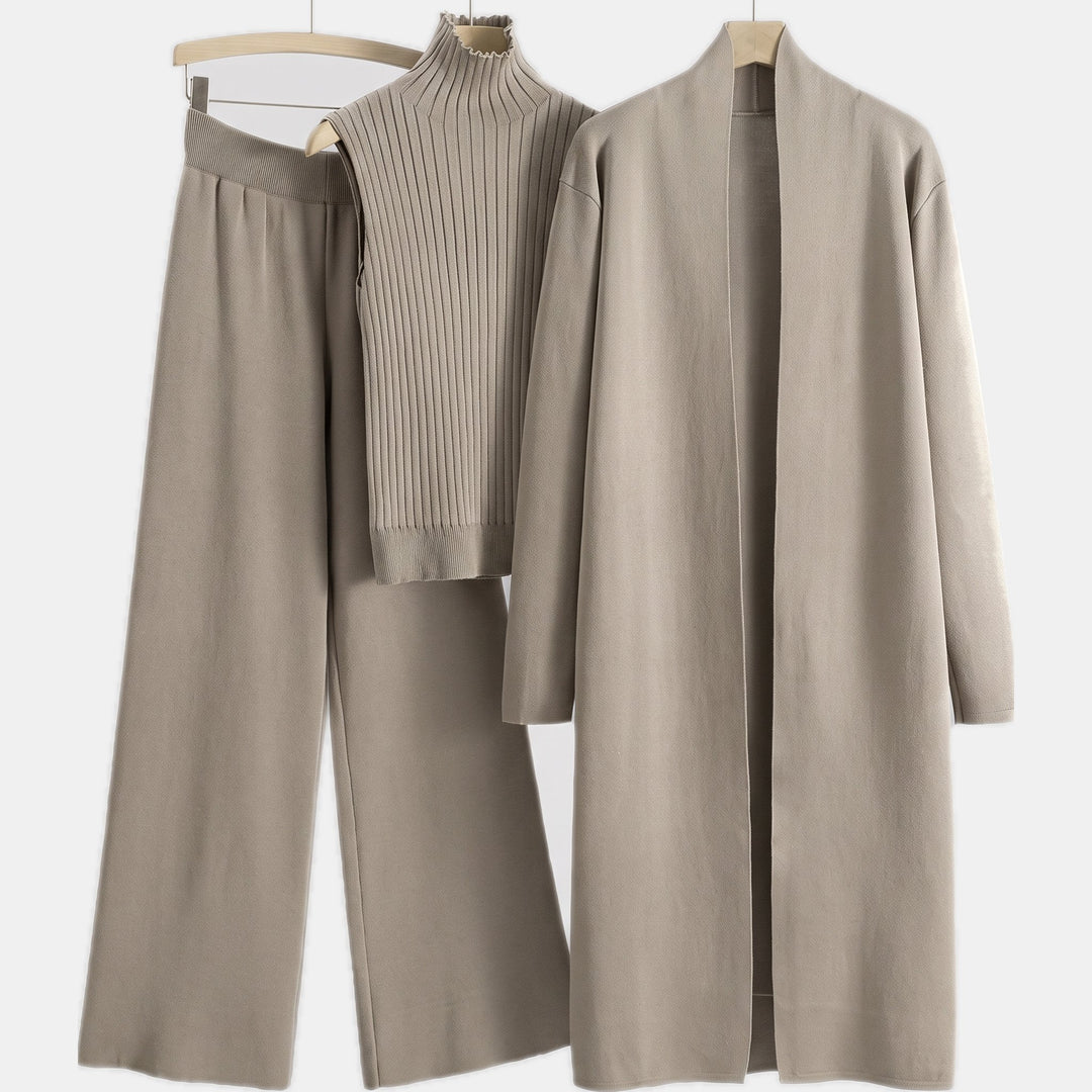 Women's Cardigan Sweater Turtleneck Knit Lounge Set & Pants