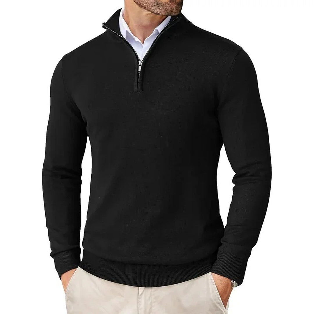 Men's Quarter Zip Sweater, Fleece Lined Mock Neck Pullover